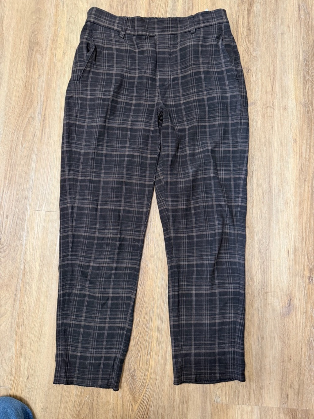 Vince Plaid Ankle Trousers Elastic Waist Lightweight Cropped Pants Small
